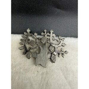 Vintage Metzke Brooch Lemon Tree Fruit Silver Tone Signed